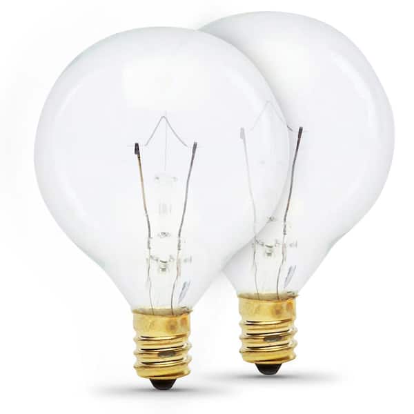 Feit Electric 25-Watt G16. 5 E12 Vanity Bathroom Incandescent Light Bulb, Soft White 2700K (2-Pack)