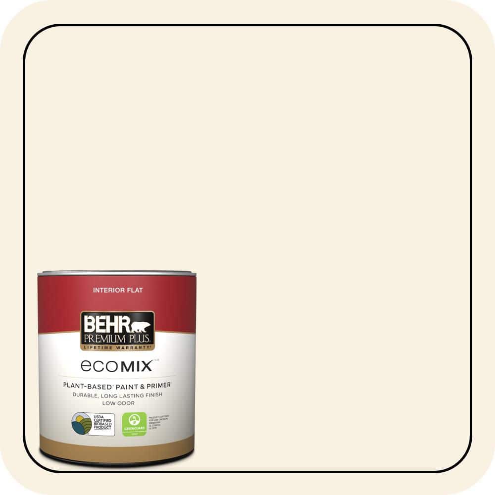 BEHR PREMIUM PLUS #W-F-100 Belgian Cream Enamel EcoMix Plant-Based & Primer (1)