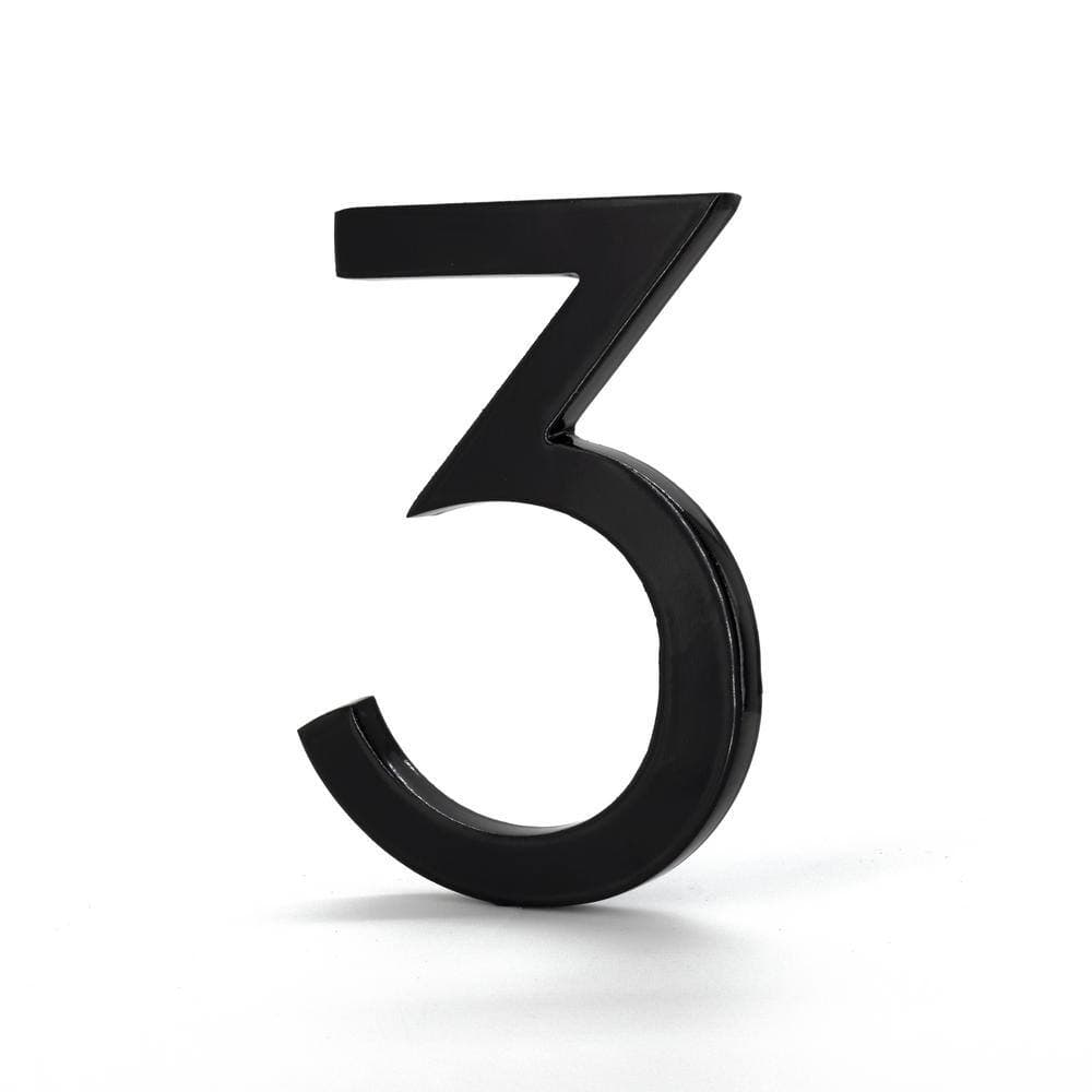 Montague Metal Products 16 in. Black Aluminum Floating or Flat Modern House Number 3 (2)