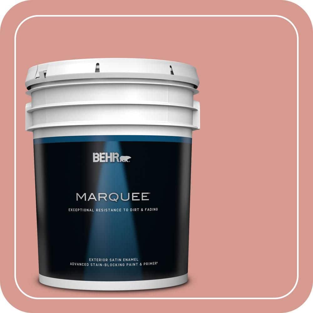 BEHR MARQUEE 5 gal. #T13-15 Shanghai Peach Satin Enamel Exterior Paint & Primer