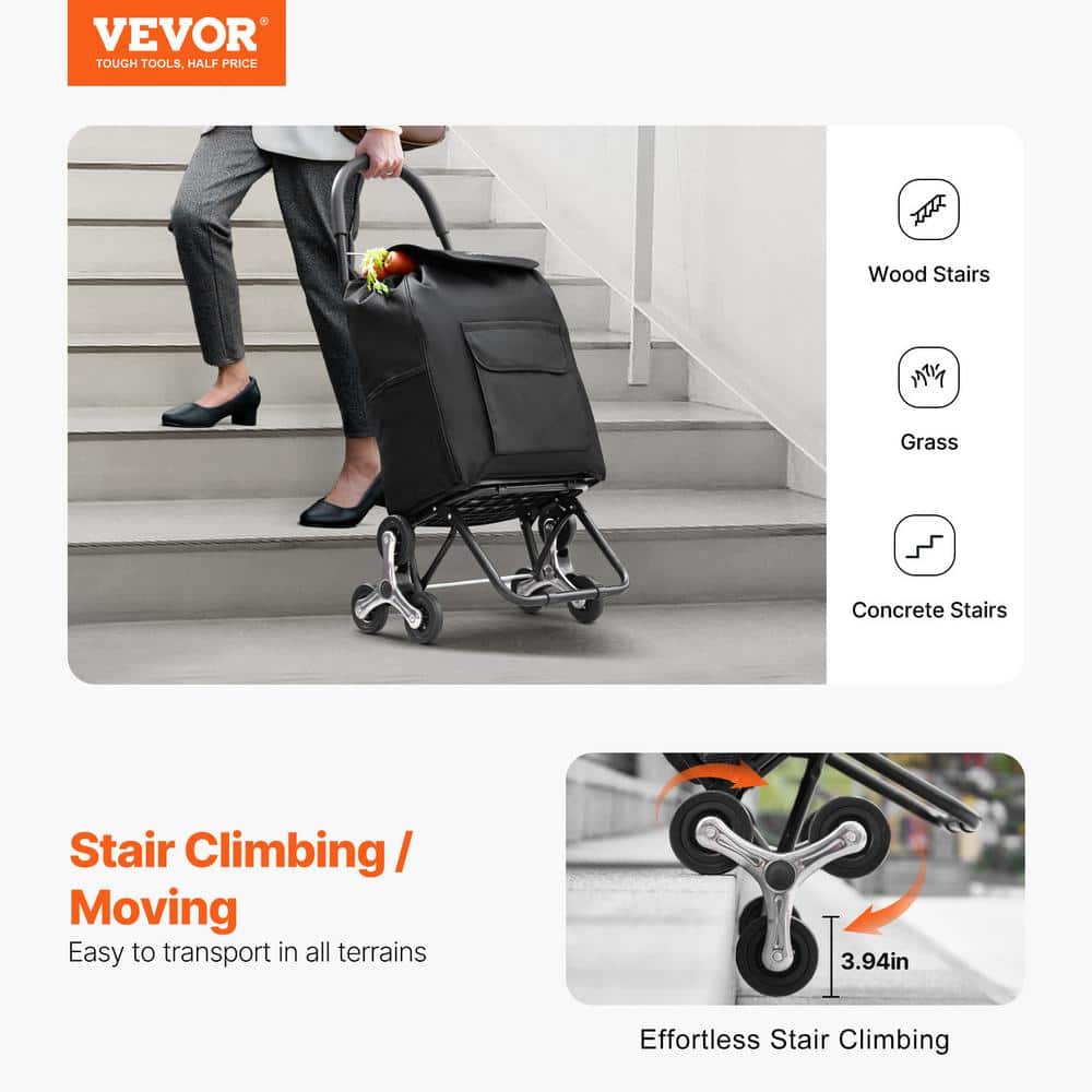 VEVOR Stair Climber Trolley Dolly 110 lbs.Capacity Folding Shopping Cart,Grocery Cart Trolley Laundry Stair Climbing Handcart (2)
