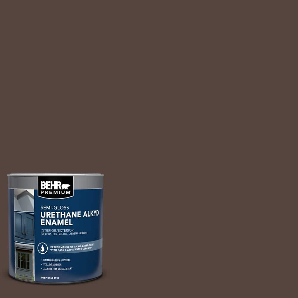BEHR PREMIUM 1 qt. #PPF-51 Dark Walnut Semi-Gloss Enamel Urethane Alkyd Interior/Exterior Paint (1)