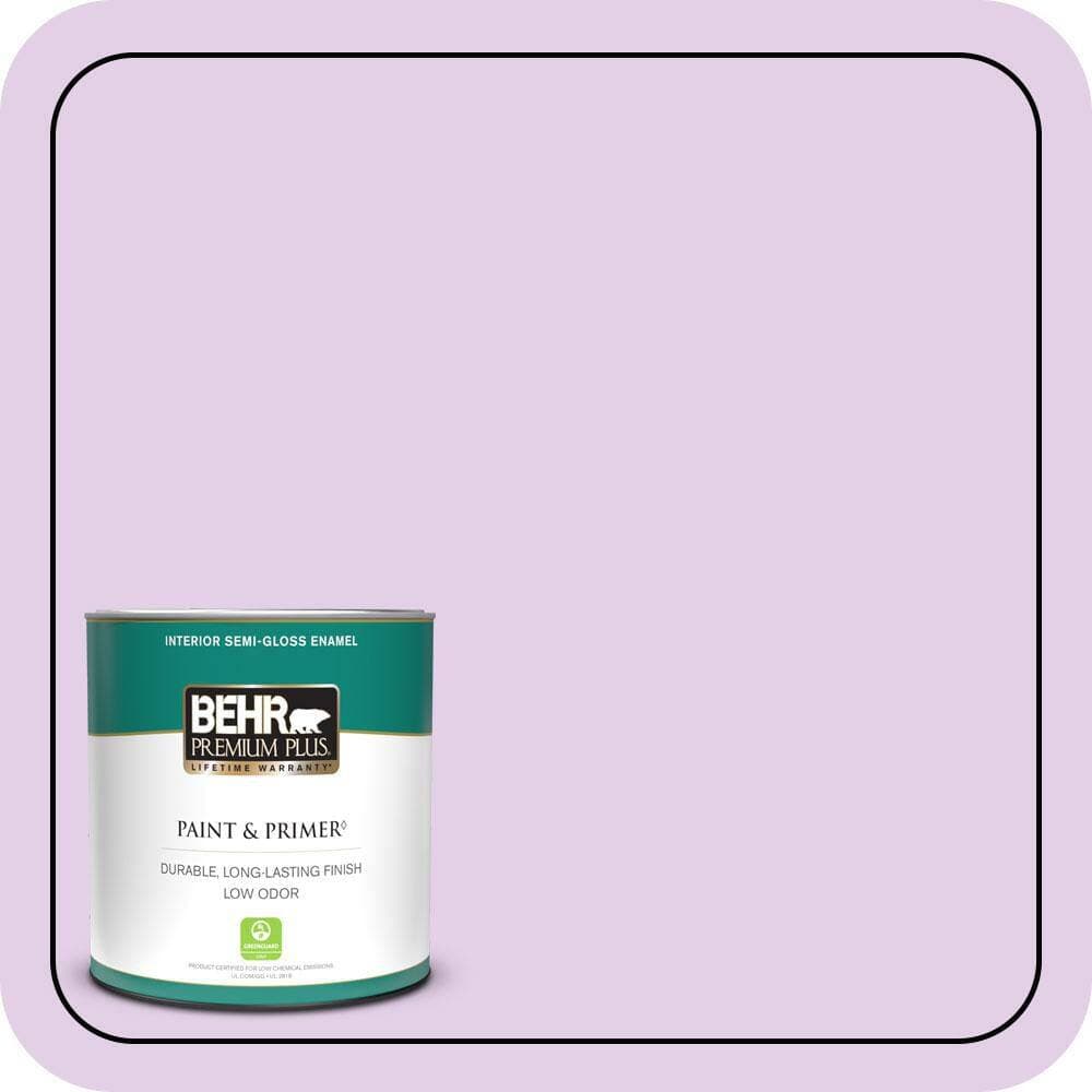 BEHR PREMIUM PLUS 1 qt. #P100-2 Sweet Romance Semi-Gloss Enamel Low Odor Interior Paint & Primer