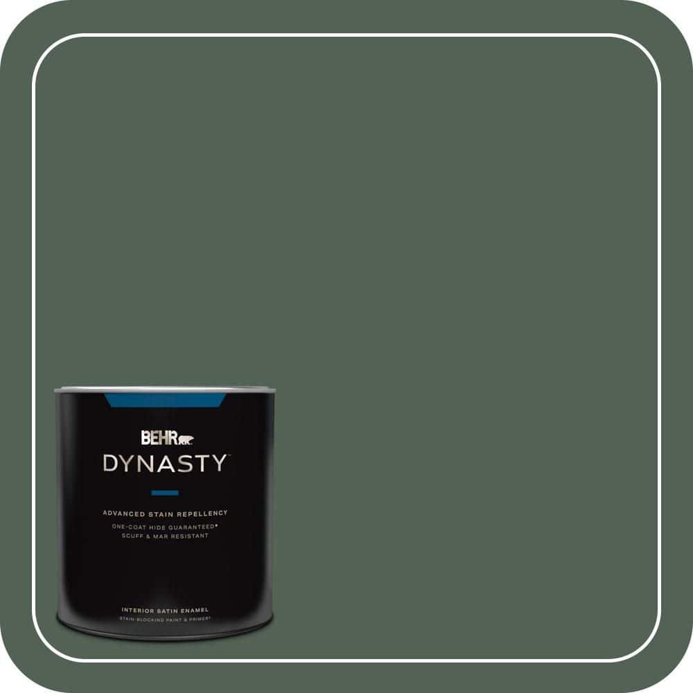 BEHR DYNASTY 1 qt. #MQ6-14 Northern Glen One-Coat Hide Satin Enamel Interior Stain-Blocking Paint and Primer