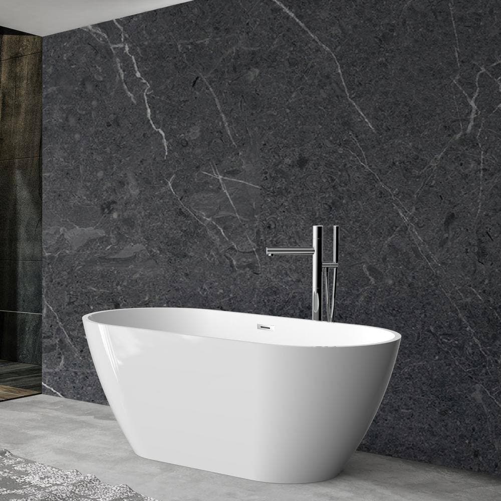ANGELES HOME L 28.38 in. W Acrylic Freestanding Soaking Bathtub with Overflow and Drain (2)