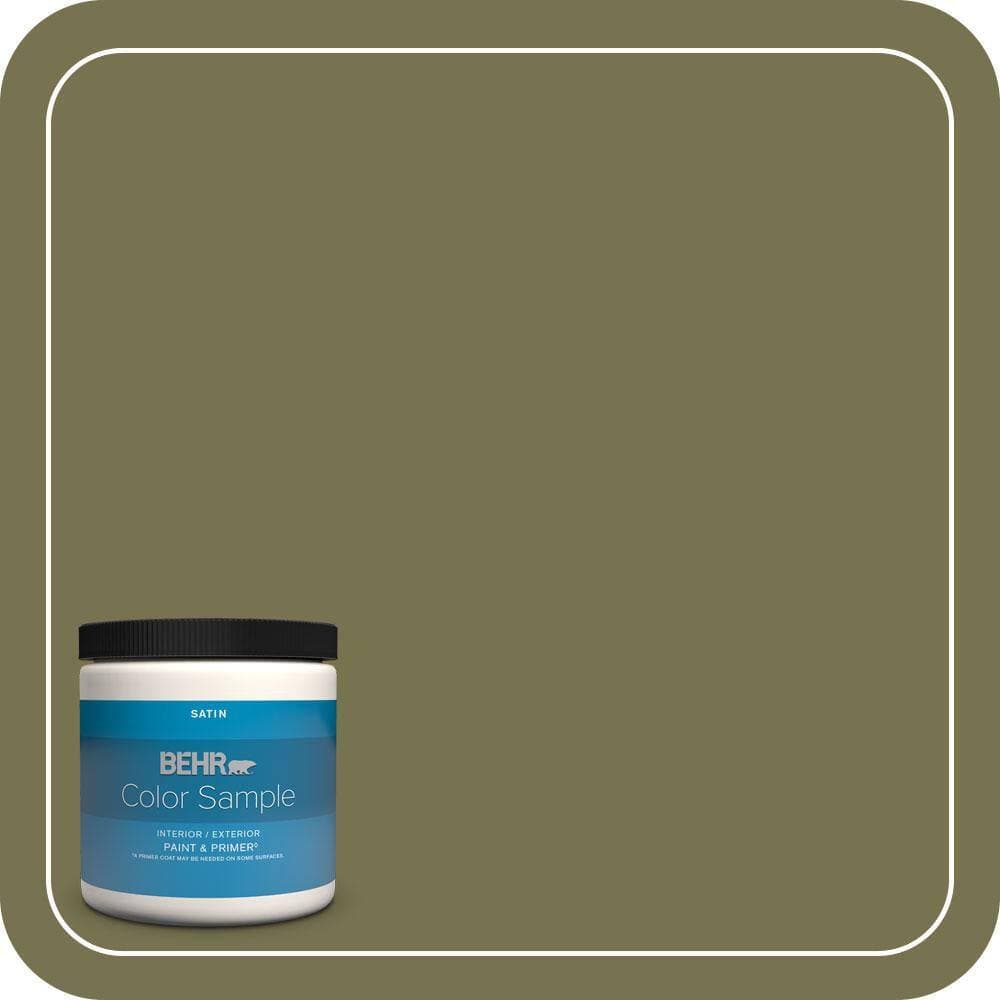BEHR PREMIUM PLUS #S350-6 Truly Olive Interior/Exterior Paint & Primer Color Sample (1)