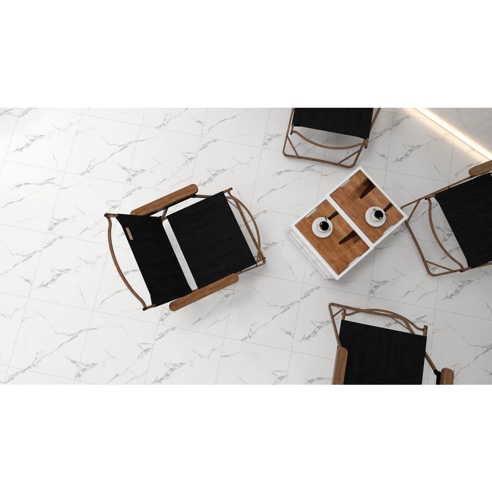 Unbranded Matte Calacatta 18 in. x 18 in. Glazed Ceramic Floor and Wall Tile (20.49 sq. ft./Case) (4)