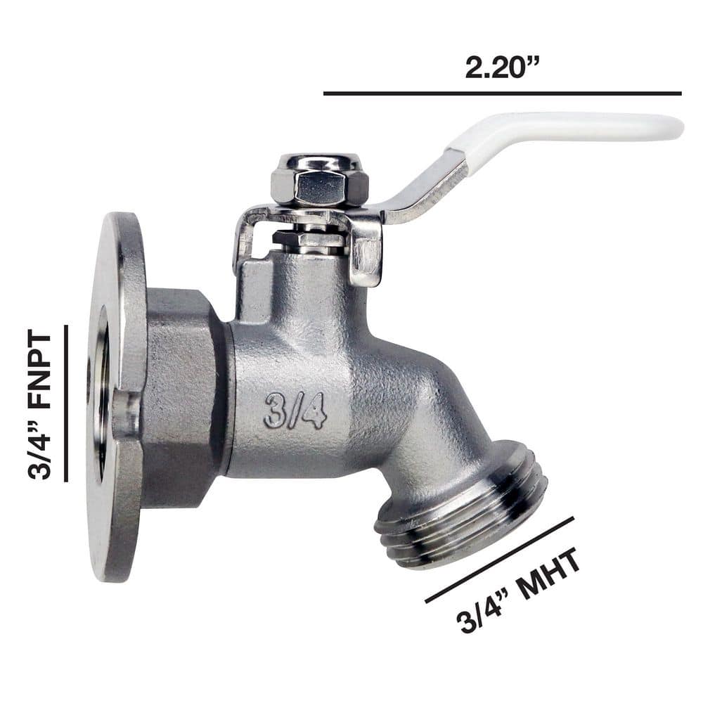 Apollo 3/4 in. FNPT x 3/4 in. MGHT Stainless Steel Quarter Turn Hose Bibb Shut-Off Valve with Flange (4)