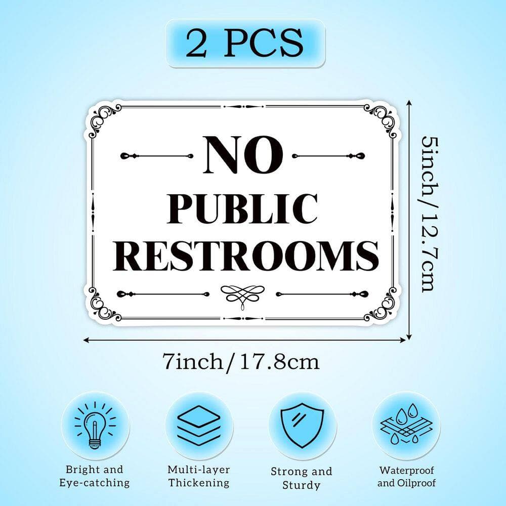 LAIFUCAM 2pcs Frosted Vinyl Self-Adhesive No Public Restroom Sign Sticker Retro Frame Indoor Outdoor Business Door Decal (2)