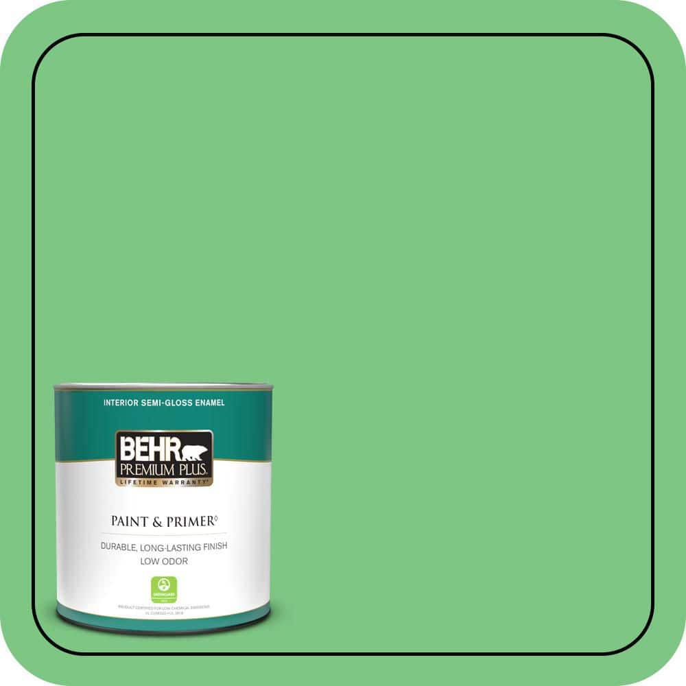 BEHR PREMIUM PLUS 1 qt. #P390-5 Garden Stroll Semi-Gloss Enamel Low Odor Interior Paint & Primer