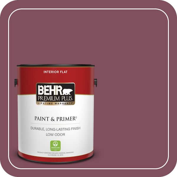 BEHR PREMIUM PLUS 1 gal. #T17-14 Artful Magenta Flat Low Odor Interior Paint & Primer (2)