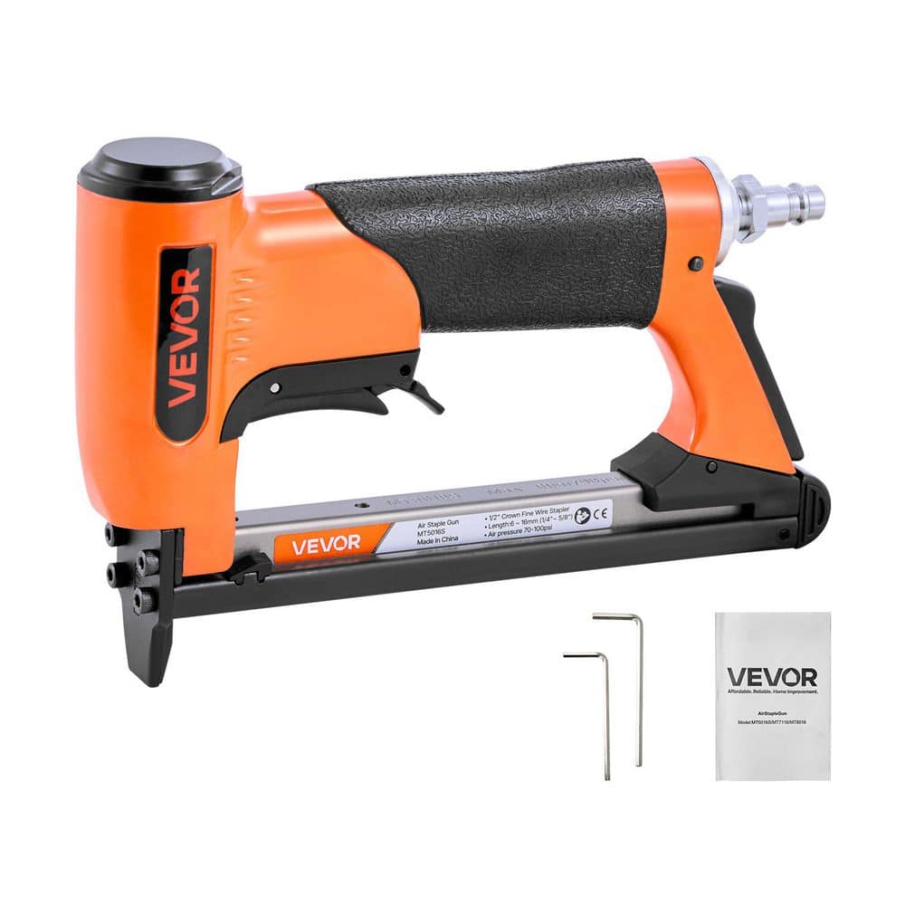 VEVOR Pneumatic Staple Gun, Corded Air Upholstery Stapler for 50 Series Fine Wire Staples 1/2 in. Crown 1/4 in. - 5/8 in. L (1)