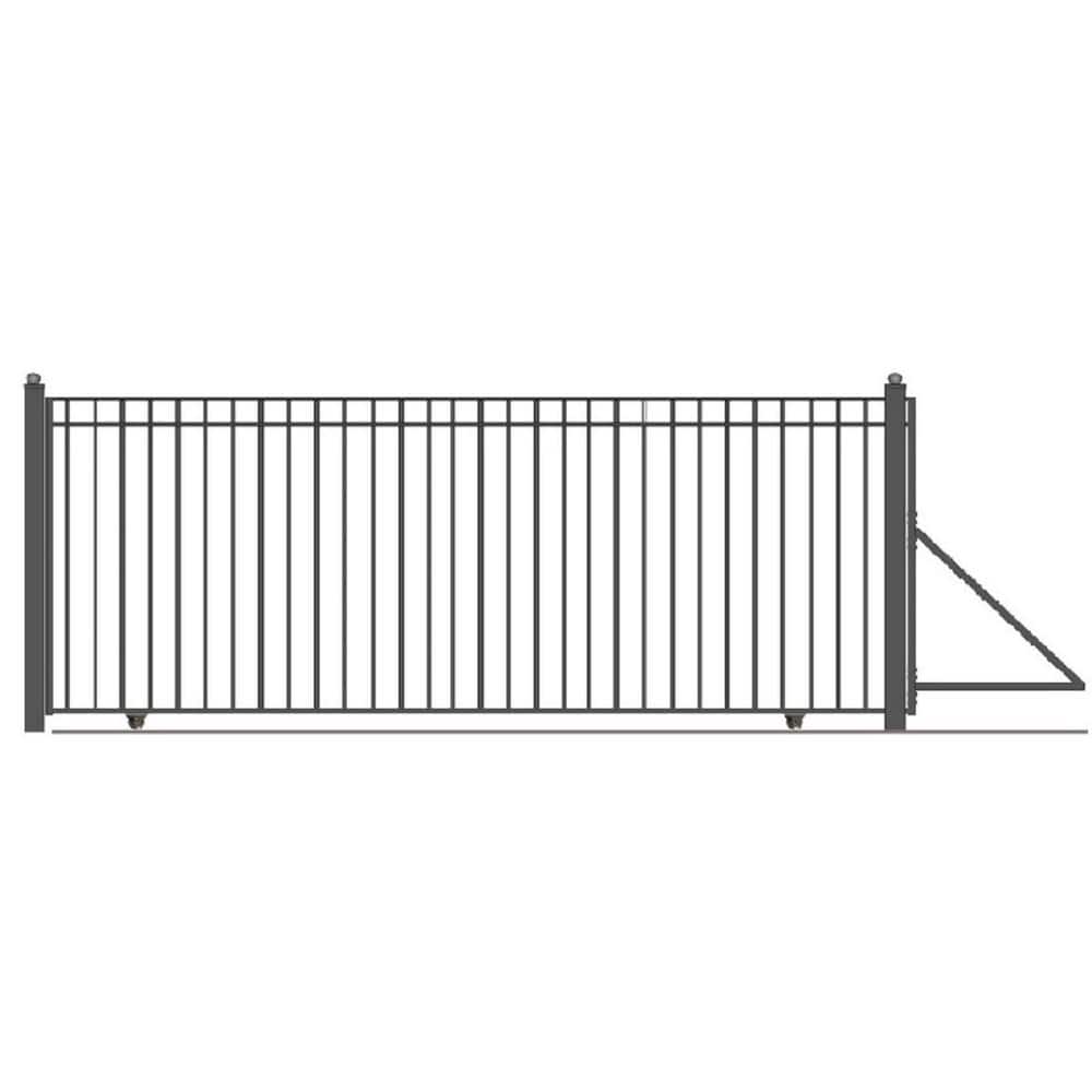 ALEKO Madrid Style 14 ft. 6 ft. Black Steel Single Slide Driveway Fence Gate (1)
