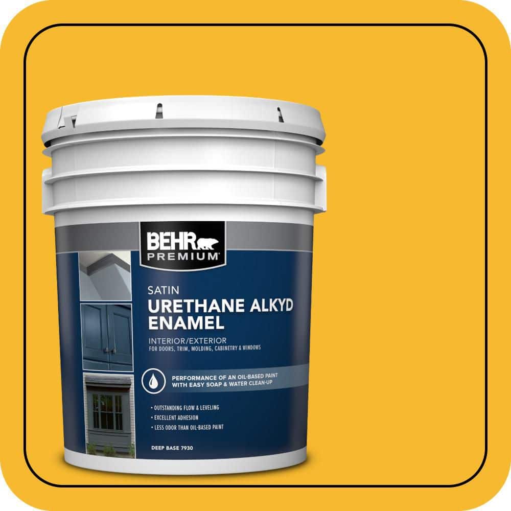 BEHR PREMIUM 5 gal. Home Decorators Collection #HDC-MD-02A Yellow Groove Urethane Alkyd Satin Enamel Interior/Exterior Paint