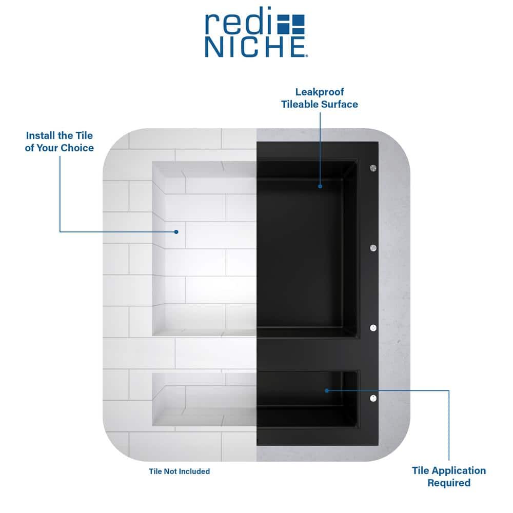 Tile Redi Redi Niche 16 in. x 20 in. Shampoo - Soap Double Niche Set (3)