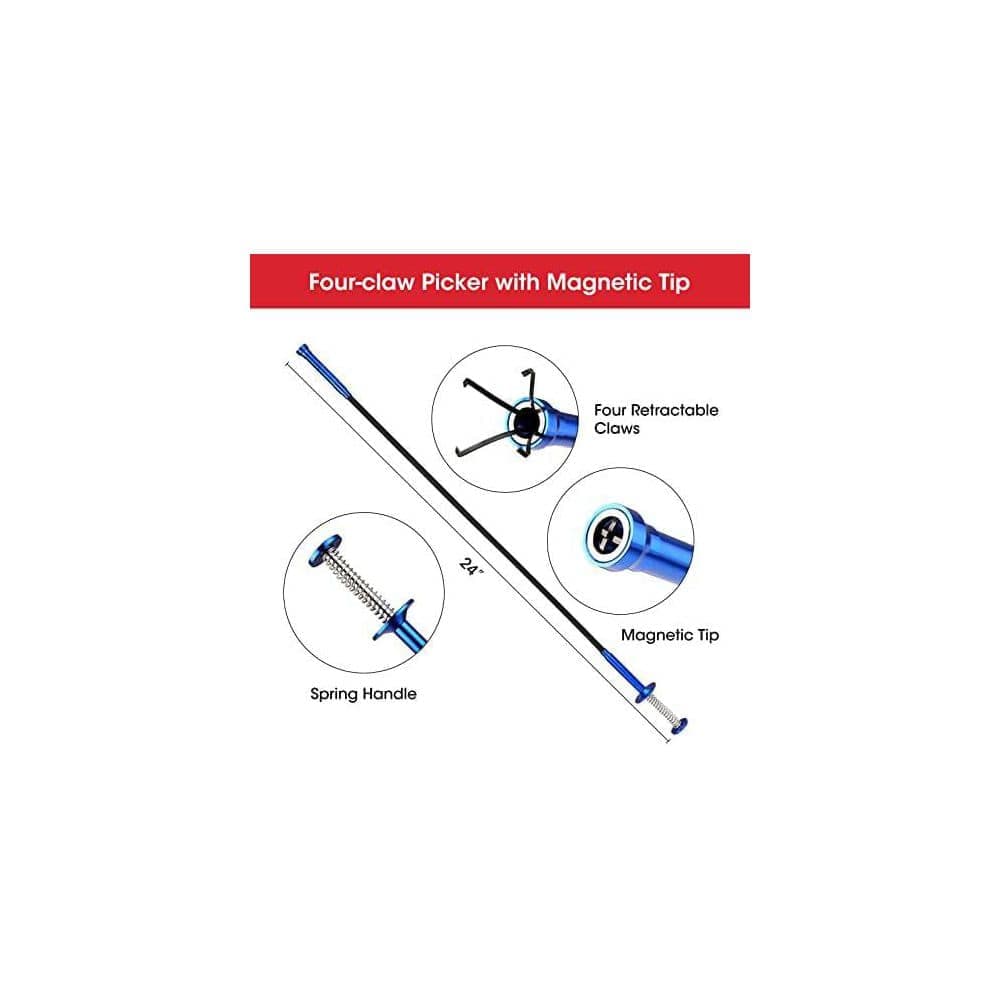 Misopily 9.4 to 37.6 in. Telescoping Magnetic Pick Up Tool and Inspection Mirror Flexible Grabber 4-Piece Set Auto Repair (2)