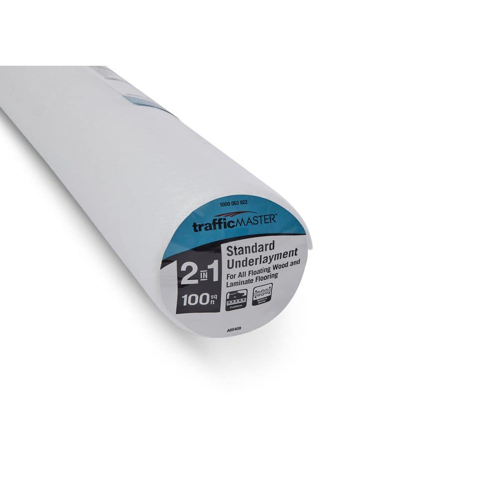 TrafficMaster Standard 100 sq. ft. 48 in. x W 25 ft. L x 78.74 mm T Underlayment for Engineered Hardwood and Laminate Flooring (3)
