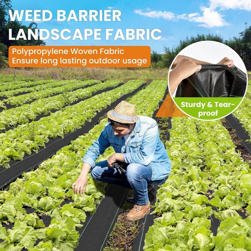 Unbranded 4x300FT Heavy Duty Weed Barrier Fabric 3. 2oz Woven Geotextile Ground Cover Weed Control Mat for Landscaping (3)