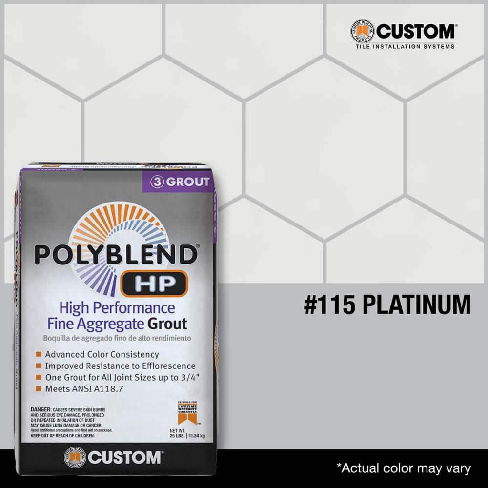 Custom Building Products Polyblend HP #115 Platinum 25lb High Performance Fine Aggregate Grout (3)