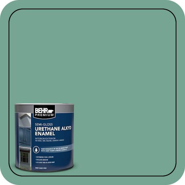 BEHR PREMIUM 1 qt. #M420-5 Free Green Semi-Gloss Enamel Urethane Alkyd Interior/Exterior Paint (2)