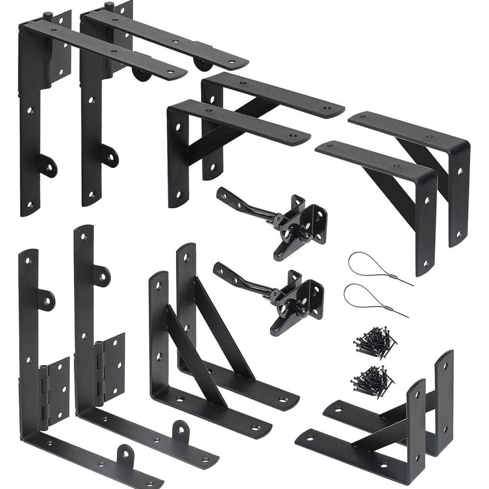 Unbranded Heavy Duty Anti Sag Gate Kit with Self-Locking Latch for Wooden Fence Gates, Triangular No Sag Bracket, Rust-Proof Steel (1)