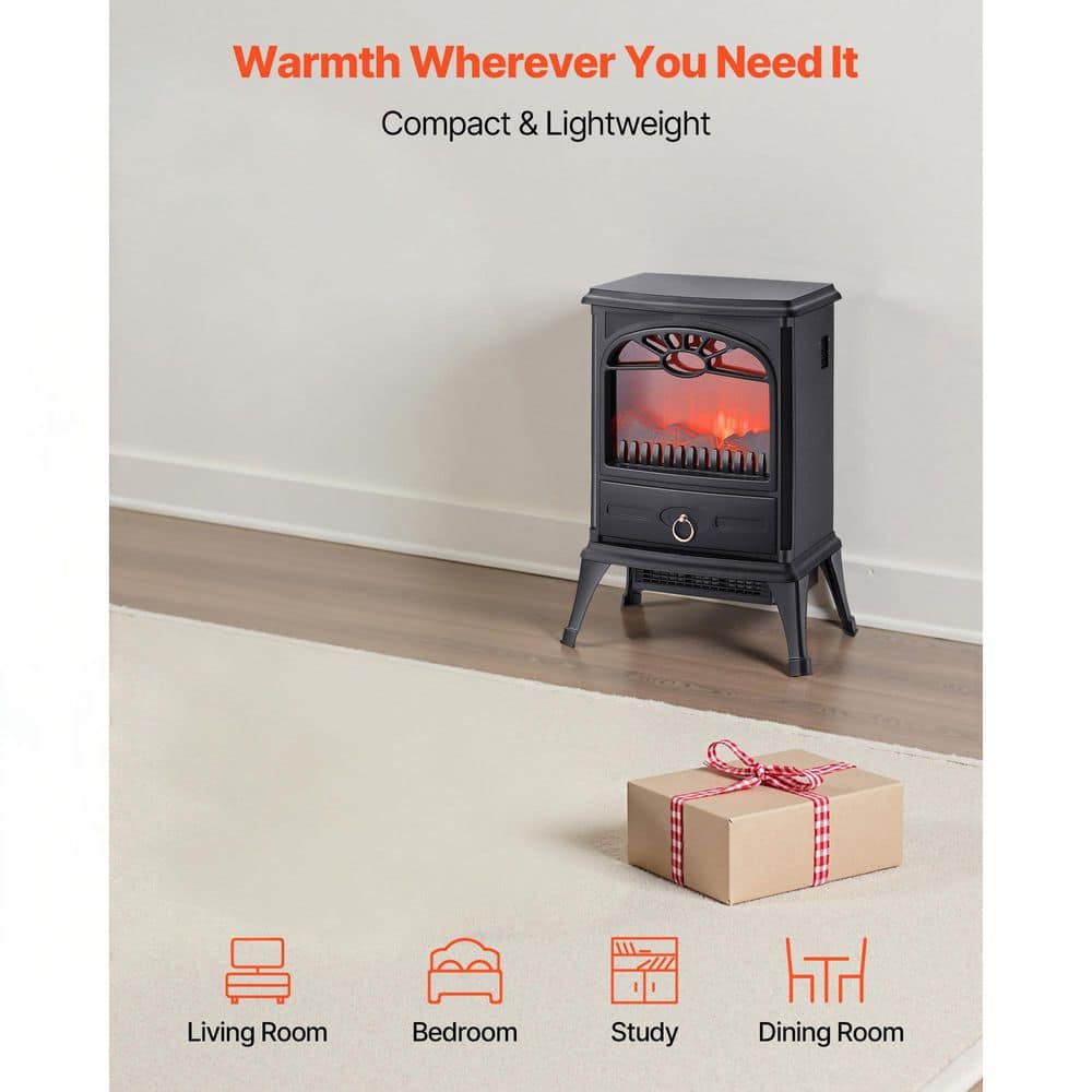 VEVOR 9.84 in. Freestanding Fireplaces, 1500W 5120BTU Portable Electric Fireplace Stove Heater, with Overheating Protection (2)