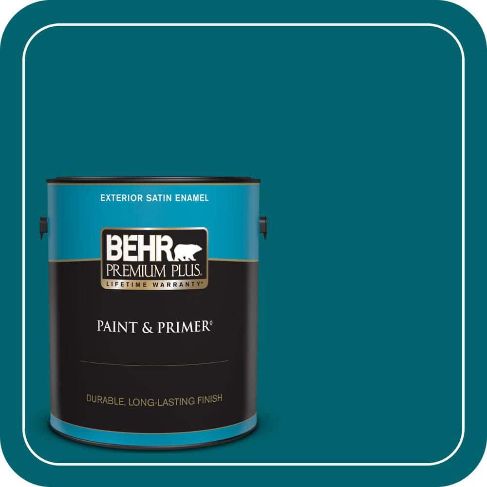 BEHR PREMIUM PLUS 1 gal. #S-H-520 Peacock Tail Satin Enamel Exterior Paint & Primer