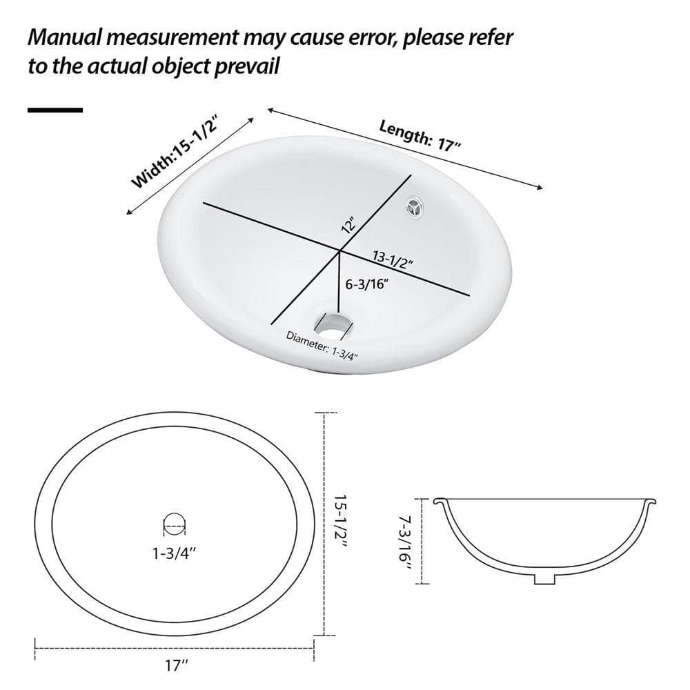 Timussi 17 in. Drop-in Ceramic Bathroom Sink in White (2)