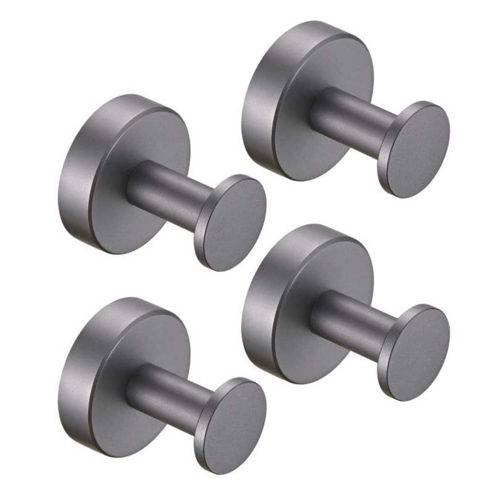 Tidoin 2.13 in. L Gun Grey Wall Mounted Storage Towel Hook (4-Pack)
