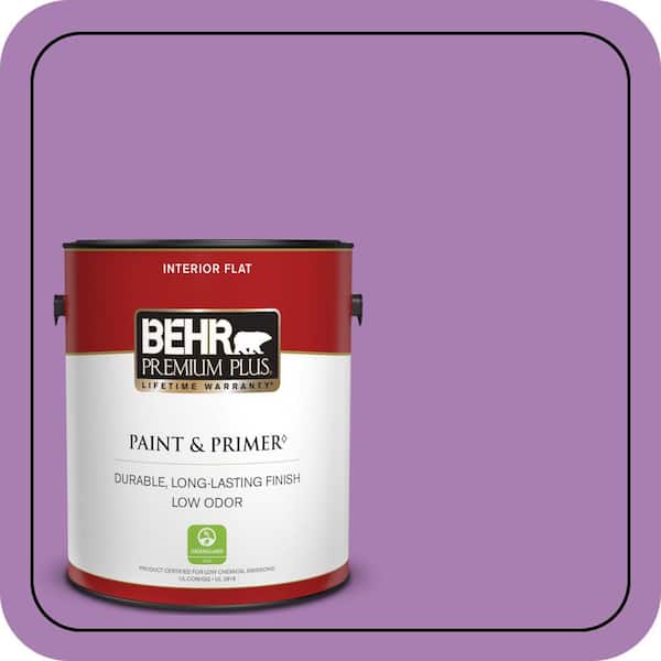 BEHR PREMIUM PLUS 1 gal. #P100-5 I Heart Potion Flat Low Odor Interior Paint & Primer (2)