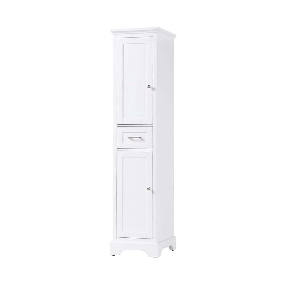TIMELESS HOME 16 in. W x 20 in. D x 72 in. H White Freestanding Linen Cabinet (2)