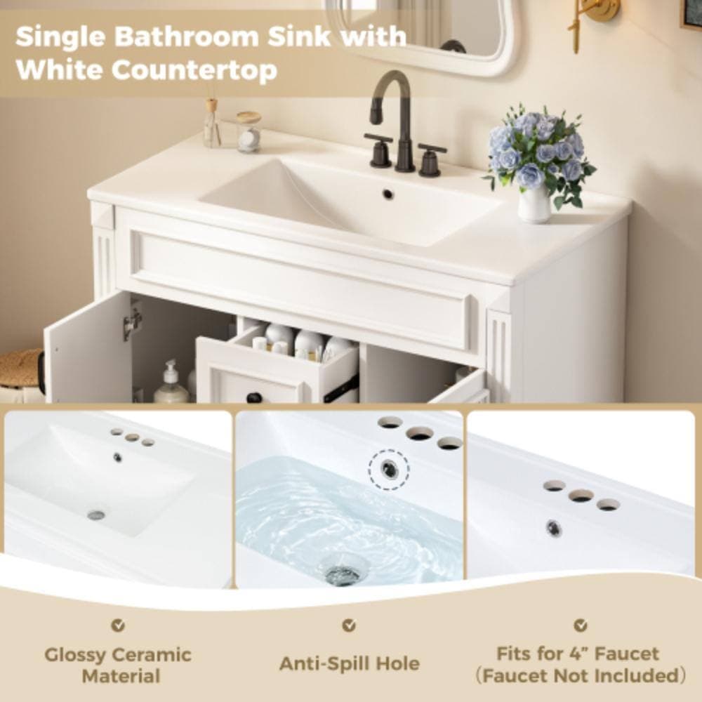 Unbranded 36 in. W x 18.31 in. D x 21.5 in. H Bathroom White Linen Cabinet (3)