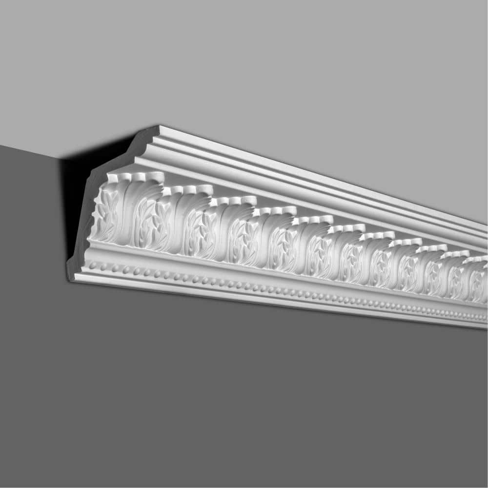 American Pro Decor 5 in. x 4-3/8 in. x 96 in. Acanthus and Dots Polyurethane Crown Moulding Pro Pack 16 LF (2-Pack) (2)
