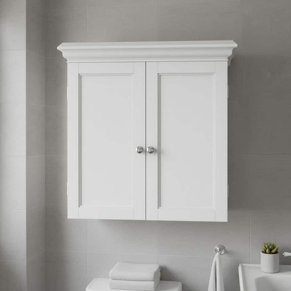Teamson Home Stratford 8 in. D x 22.25 in. W x 24 in. H White Wooden Surface Mount Removable Wall Cabinet