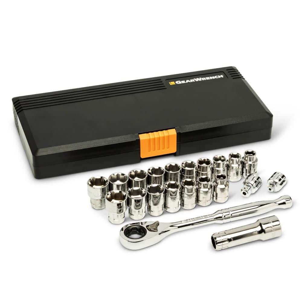 GEARWRENCH Pass-Thru 3/8 in. Drive 6-Point SAE/Metric GearRatchet and Socket Mechanics Tool Set (21-Piece) (1)