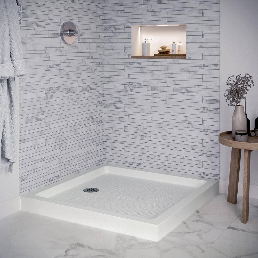 Streamline 36 in. L 36 in. W Corner Acrylic Shower Pan Base, with Hand Drain, Drain Included (2)