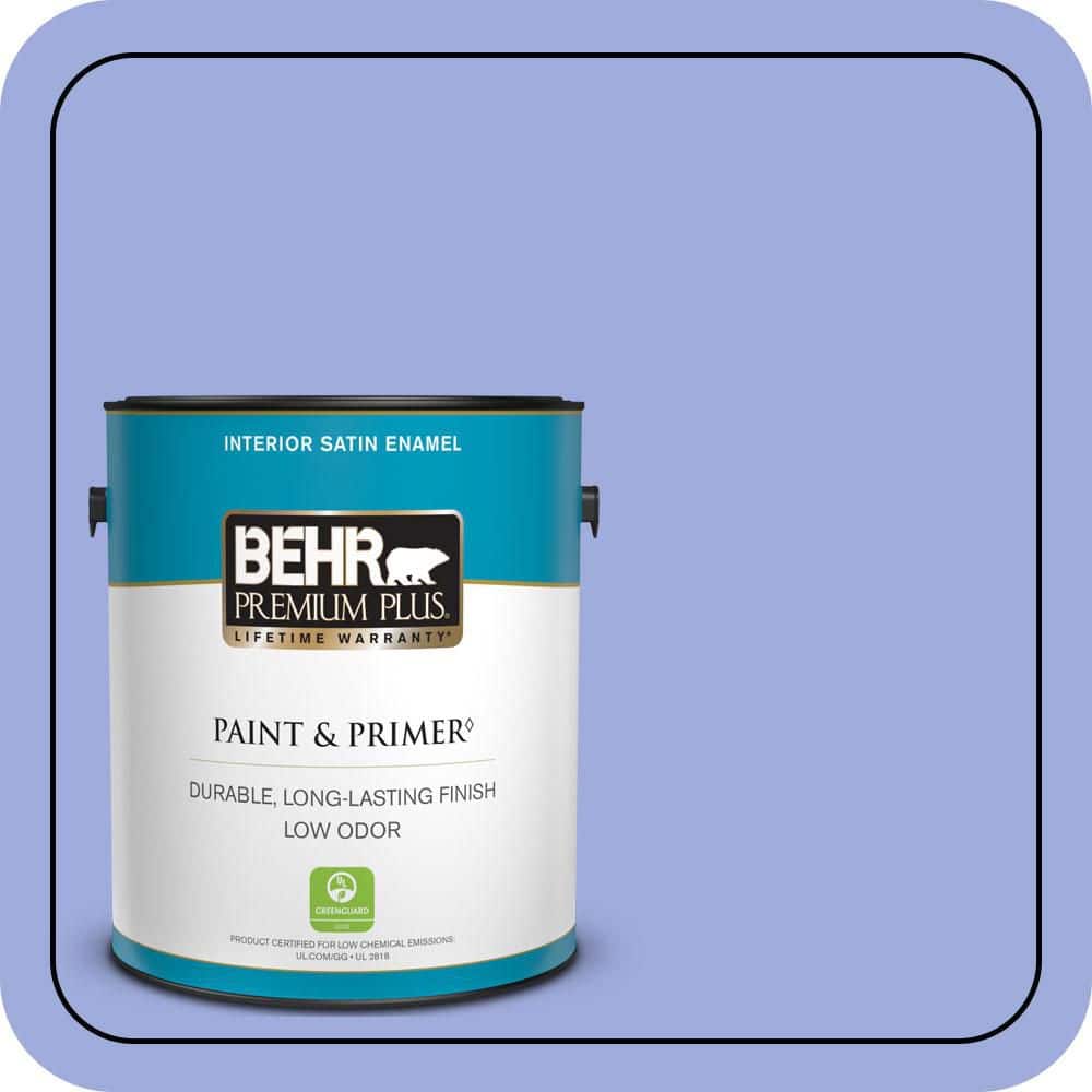 BEHR PREMIUM PLUS 1 gal. #P540-4 Lavender Sky Satin Enamel Low Odor Interior Paint & Primer