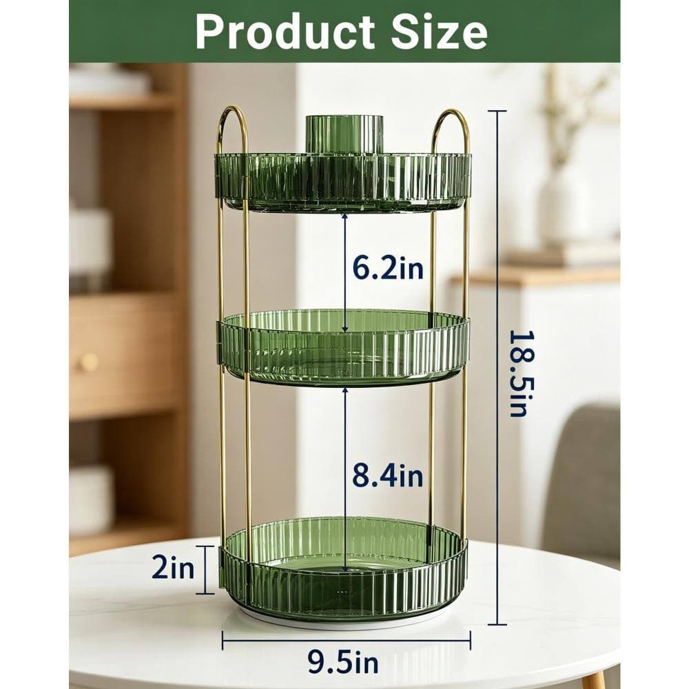 Whatseaso 9.5 in. W x 18.5 in H x 9.5 in. D Plastic in Green Over The Toilet Storage 360 Rotating Makeup Organizer (3)