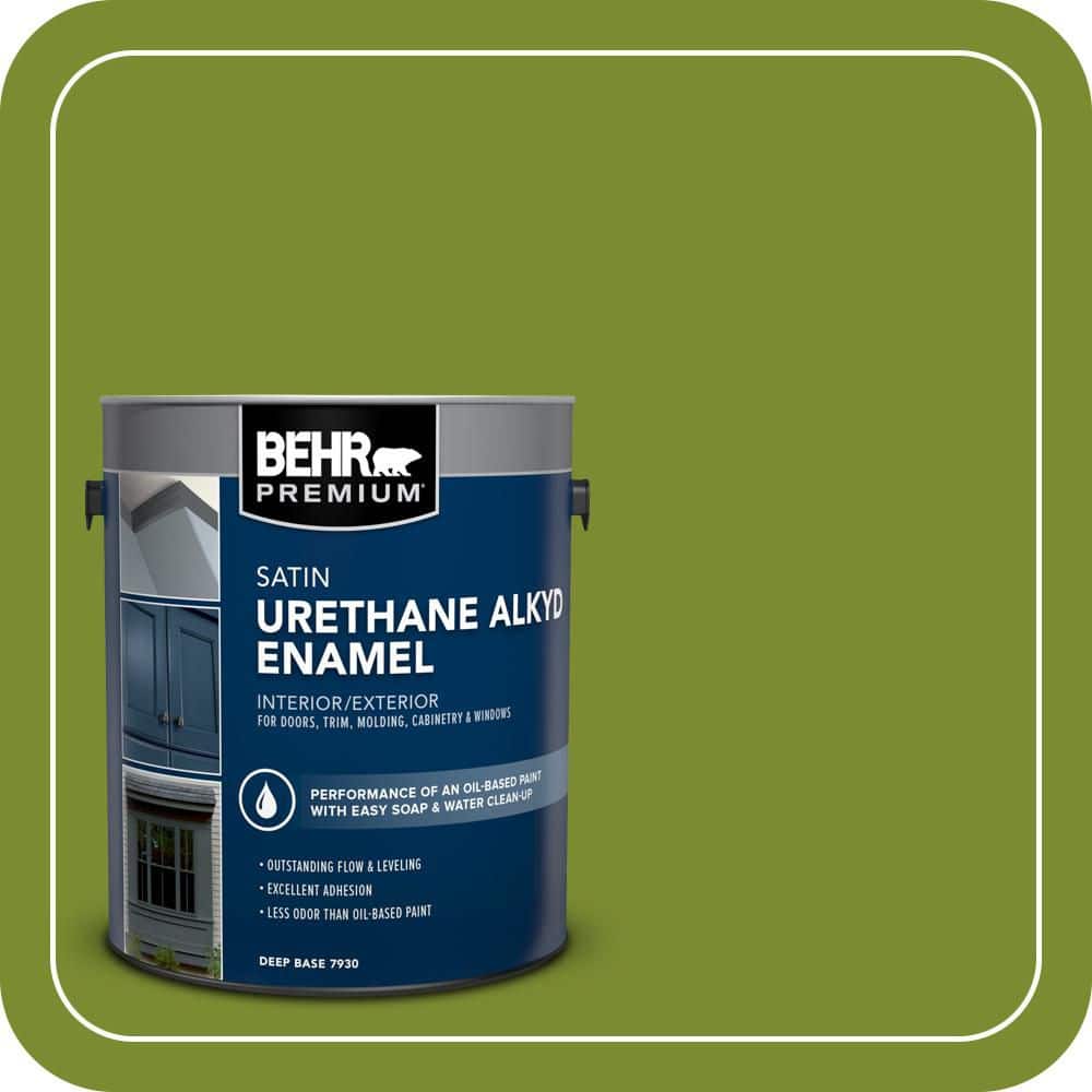 BEHR PREMIUM 1 gal. #P360-7 Sassy Grass Urethane Alkyd Satin Enamel Interior/Exterior Paint