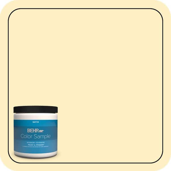 BEHR PREMIUM PLUS #380A-2 Moonlit Yellow Flat Interior/Exterior Paint & Primer Color Sample (3)