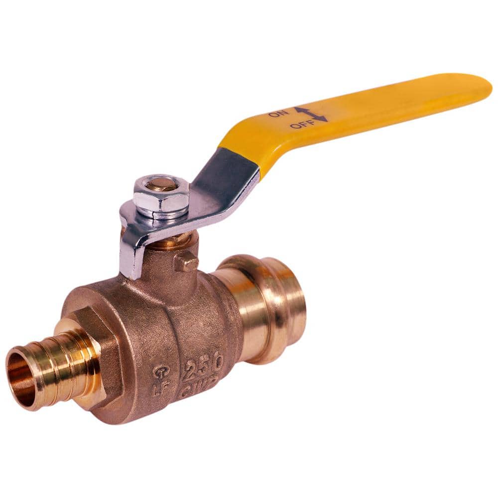 PLUMBFLEX 3/4 in. Press x PEX B Brass Ball Valve in. Press x PEX B Brass Ball Valve (Pack of 5) (1)