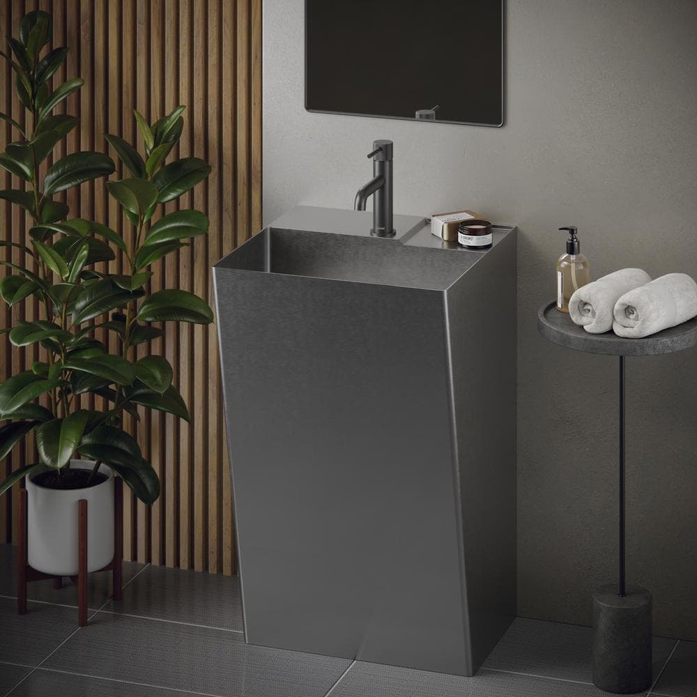 Karran CCP500 32-3/4 in. Stainless Steel Pedestal Sink in Stainless Steel (2)