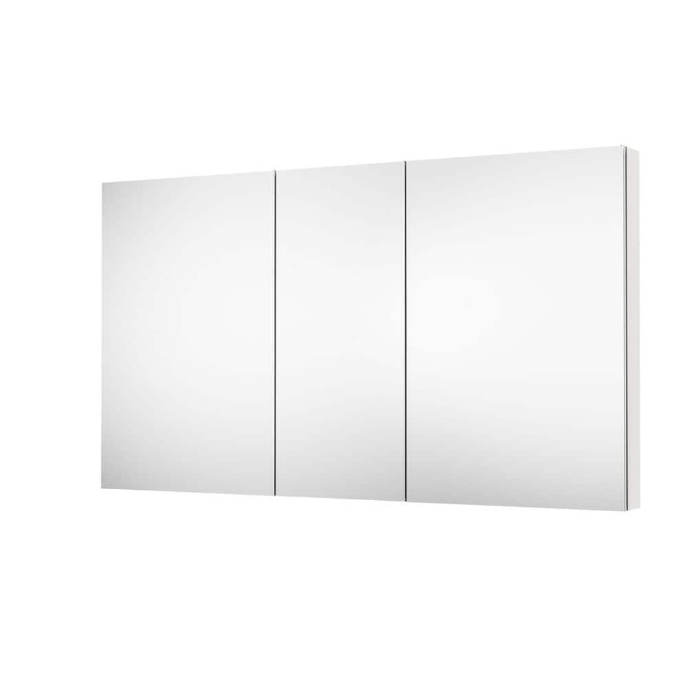 FORCLOVER 64 in. W x 36 in. H Square Medicine Cabinet with Mirror in Silver with Adjustable Shelves, Soft-Close