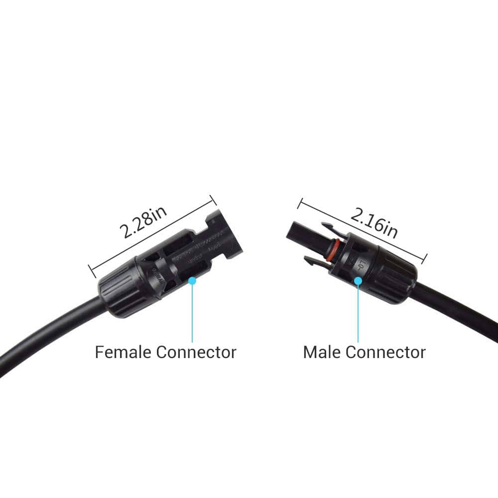 Renogy 20 ft. 10 AWG Solar Panel Extension Cable with Male and Female Connectors (3)