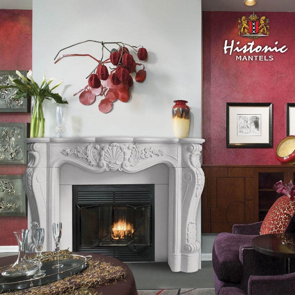 Historic Mantels Designer Series Louis XIII 47 in. x 53 in. Cast Stone Mantel (2)