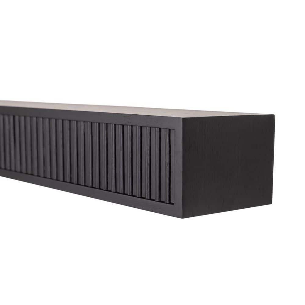 Modern Ember Monti Boxframe Sable Stain 60 in. Fluted Wood Fireplace Cap-Shelf Mantel (2)
