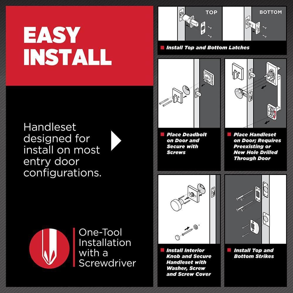 Kwikset Brentford Matte Black Double Door Dummy Door Handleset with Sora Interior Door Knob (3)