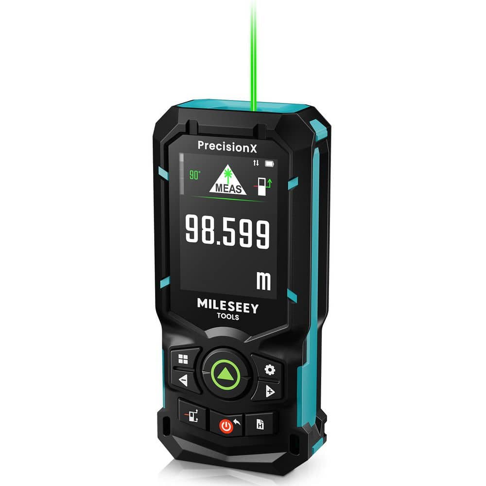 MILESEEY S50 400 ft. Laser Distance Measuring Tool, Indoor/Outdoor with P2P, Side-Laser Alignment, 2.4 in. IPS Backlit Display