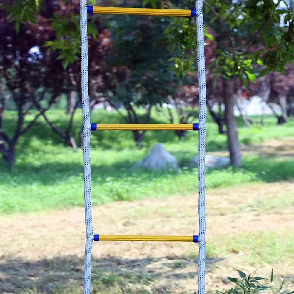 KIWDZFU 16 ft. 2-Story Fire Escape Ladder Lightweight with Widen Feet, Reusable Anti-Slip Design for Emergencies 2000 lbs. (3)