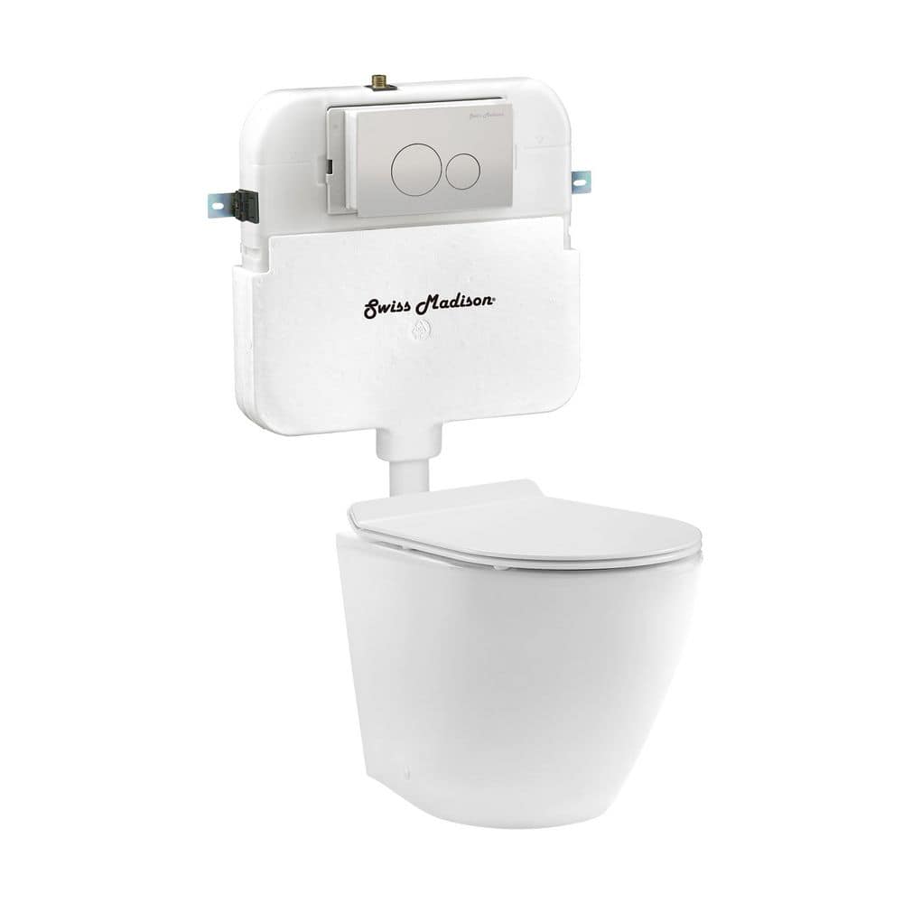 Swiss Madison St. Tropez Back to Wall Concealed Tank Toilet Bowl Bundle in Glossy White (1)